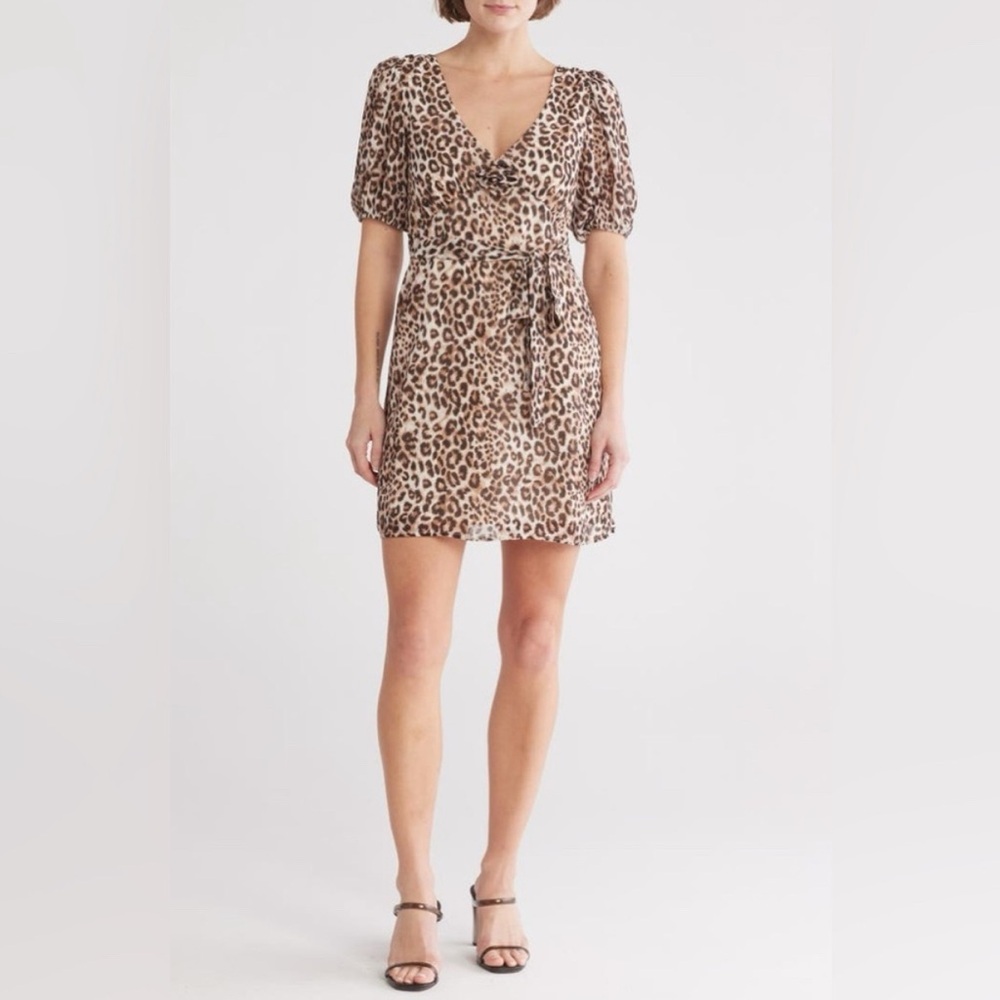 Wayf Brown Leopard Mini Dress